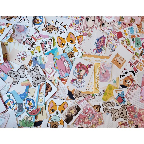 Kawaii stationery grab bag assorted with stickers,Postcards,Note papers 100 Pcs. - Picture 3 of 6